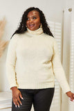 Heimish Full Size Long Sleeve Turtleneck Sweater with Side Slit - Trendsi - Flyclothing LLC