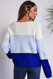 Color Block Horizontal Ribbing Sweater - Trendsi - Flyclothing LLC