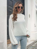 Round Neck Dropped Shoulder Sweater - Trendsi - Flyclothing LLC