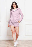 Zip Up Drawstring Hoodie and Shorts Set - Trendsi - Flyclothing LLC