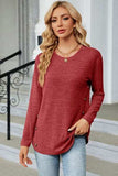 Decorative Button Round Neck T-Shirt - Trendsi - Flyclothing LLC
