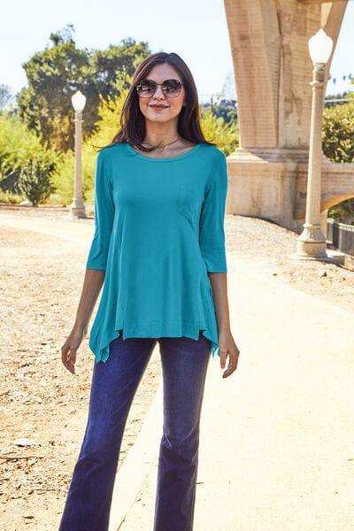 Basic Bae Full Size Round Neck Pocketed T-Shirt - Trendsi - Flyclothing LLC