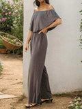 Off-Shoulder Wide Leg Jumpsuit - Trendsi - Flyclothing LLC