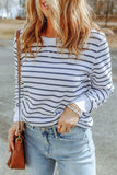 Striped Long Sleeve Round Neck Top - Trendsi - Flyclothing LLC