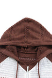 Zip-Up Raglan Sleeve Openwork Hooded Cardigan - Trendsi - Flyclothing LLC
