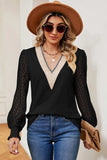 Openwork V-Neck Long Sleeve T-Shirt - Trendsi - Flyclothing LLC
