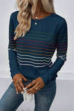 Striped Round Neck Long Sleeve T-Shirt - Trendsi - Flyclothing LLC