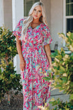 Multicolored V-Neck Maxi Dress - Trendsi - Flyclothing LLC