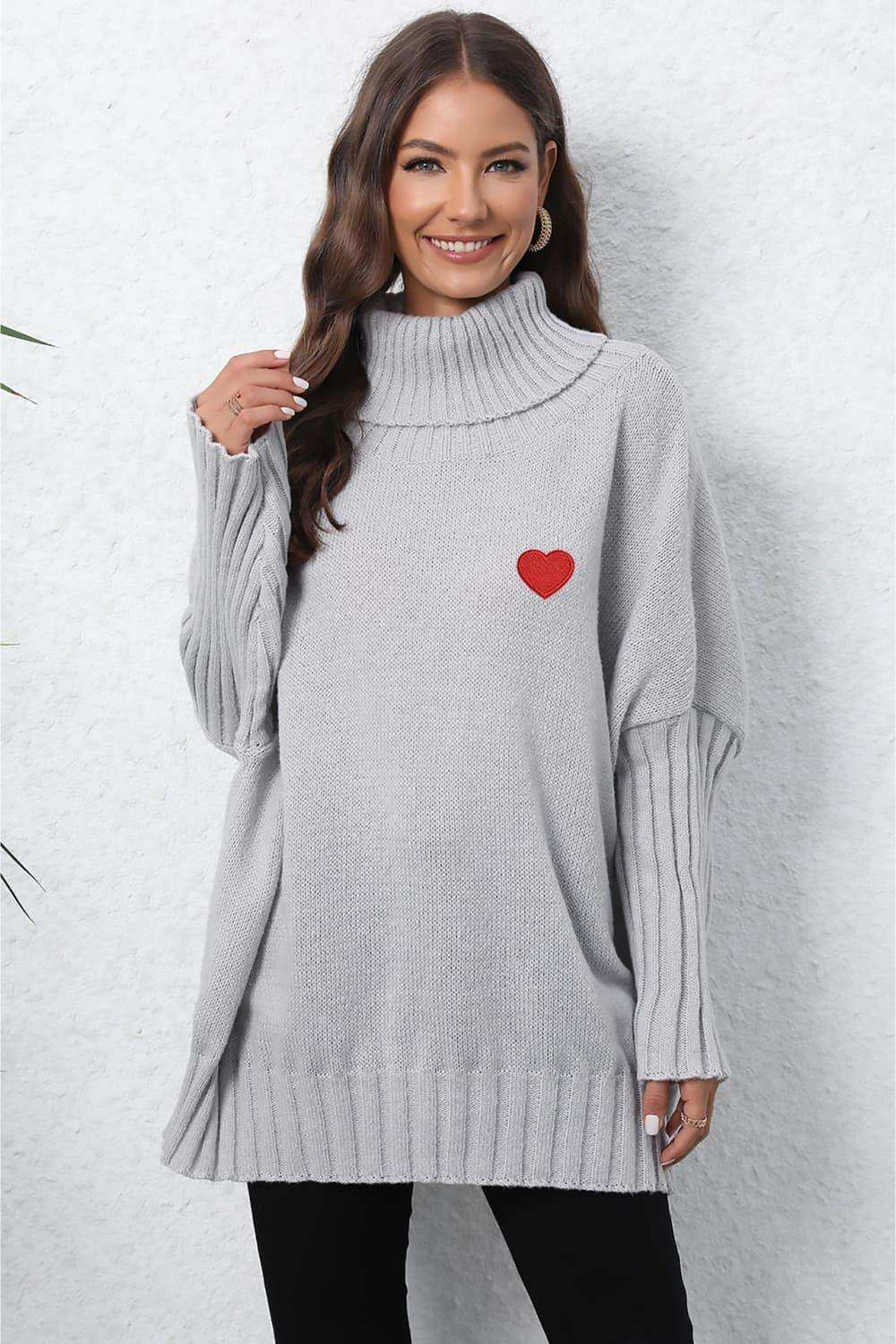 Turtle Neck Long Sleeve Ribbed Sweater - Trendsi - Flyclothing LLC