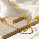 18K Gold-Plated Double-Layered Necklace - Trendsi - Flyclothing LLC