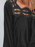 Cutout Square Neck Long Sleeve Blouse - Trendsi - Flyclothing LLC