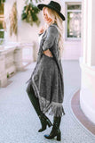 Fringe Detail Long Sleeve Cardigan - Trendsi - Flyclothing LLC