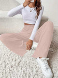Ribbed High Waist Pants - Trendsi - Flyclothing LLC