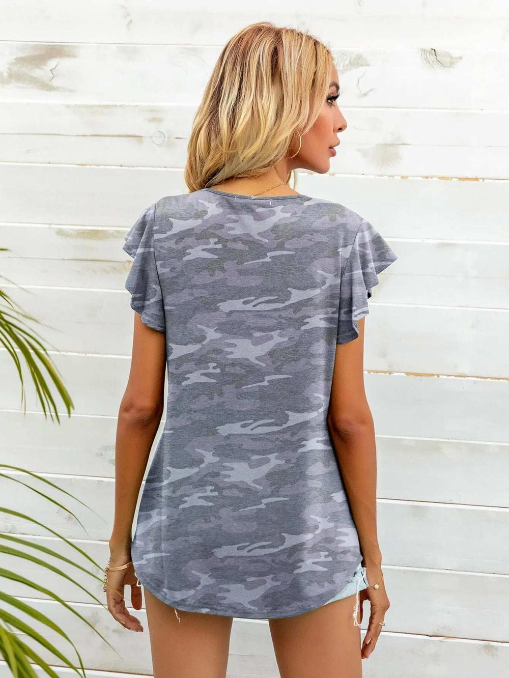 Round Neck Butterfly Sleeve Top - Trendsi - Flyclothing LLC