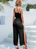 Tie Belt Spaghetti Strap Slit Jumpsuit - Trendsi - Flyclothing LLC