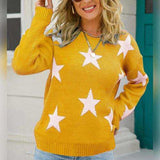 Star Pattern Round Neck Sweater - Trendsi - Flyclothing LLC