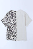 Leopard Color Block V-Neck Blouse - Trendsi - Flyclothing LLC