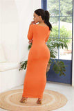 Round Neck Long Sleeve Maxi Wrap Dress - Trendsi - Flyclothing LLC