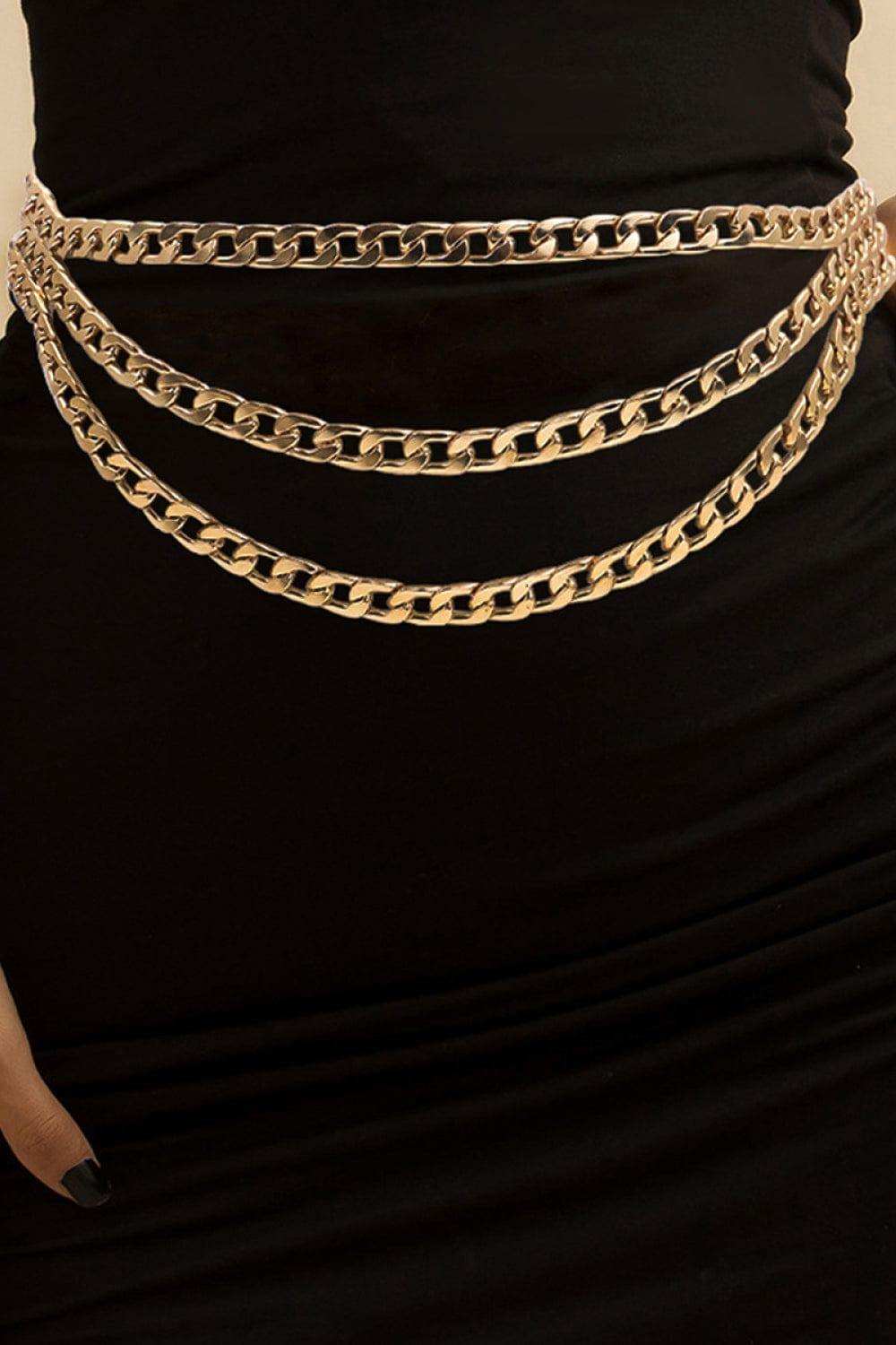 Metal Triple-Layered Chain Belt - Trendsi - Flyclothing LLC
