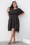 Plus Size Polka Dot Flutter Sleeve Dress - Trendsi - Flyclothing LLC