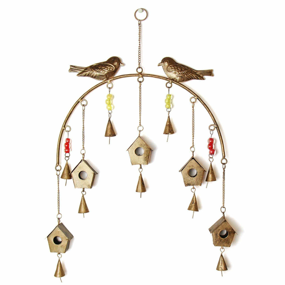 Handcrafted Bird Chime, Recycled Iron and Glass Beads - Asha Handicrafts - Flyclothing LLC