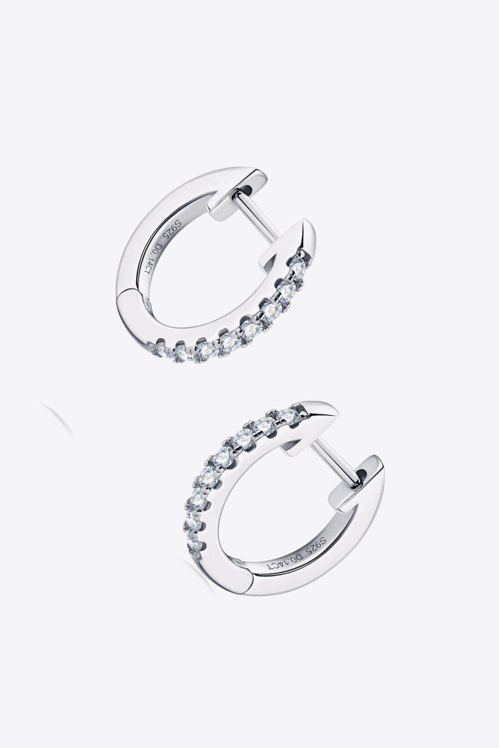 Moissanite 925 Sterling Silver Huggie Earrings - Trendsi - Flyclothing LLC