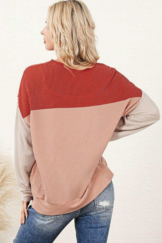 Color Block Dropped Shoulder T-Shirt - Trendsi - Flyclothing LLC