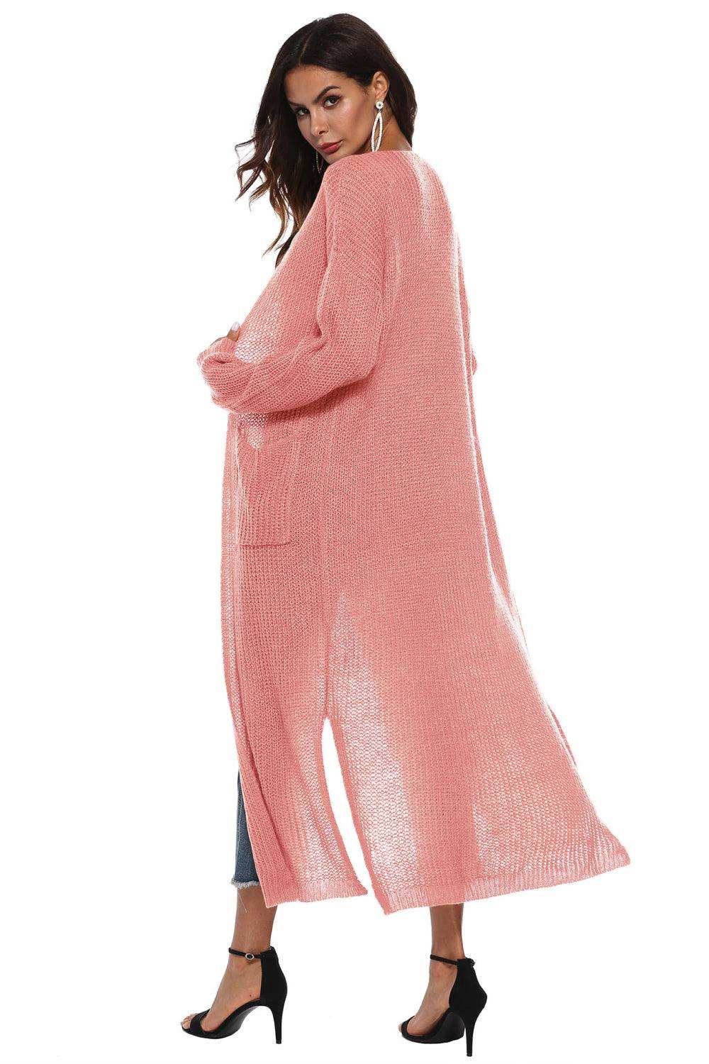 Long Sleeve Open Front Buttoned Cardigan - Trendsi - Flyclothing LLC