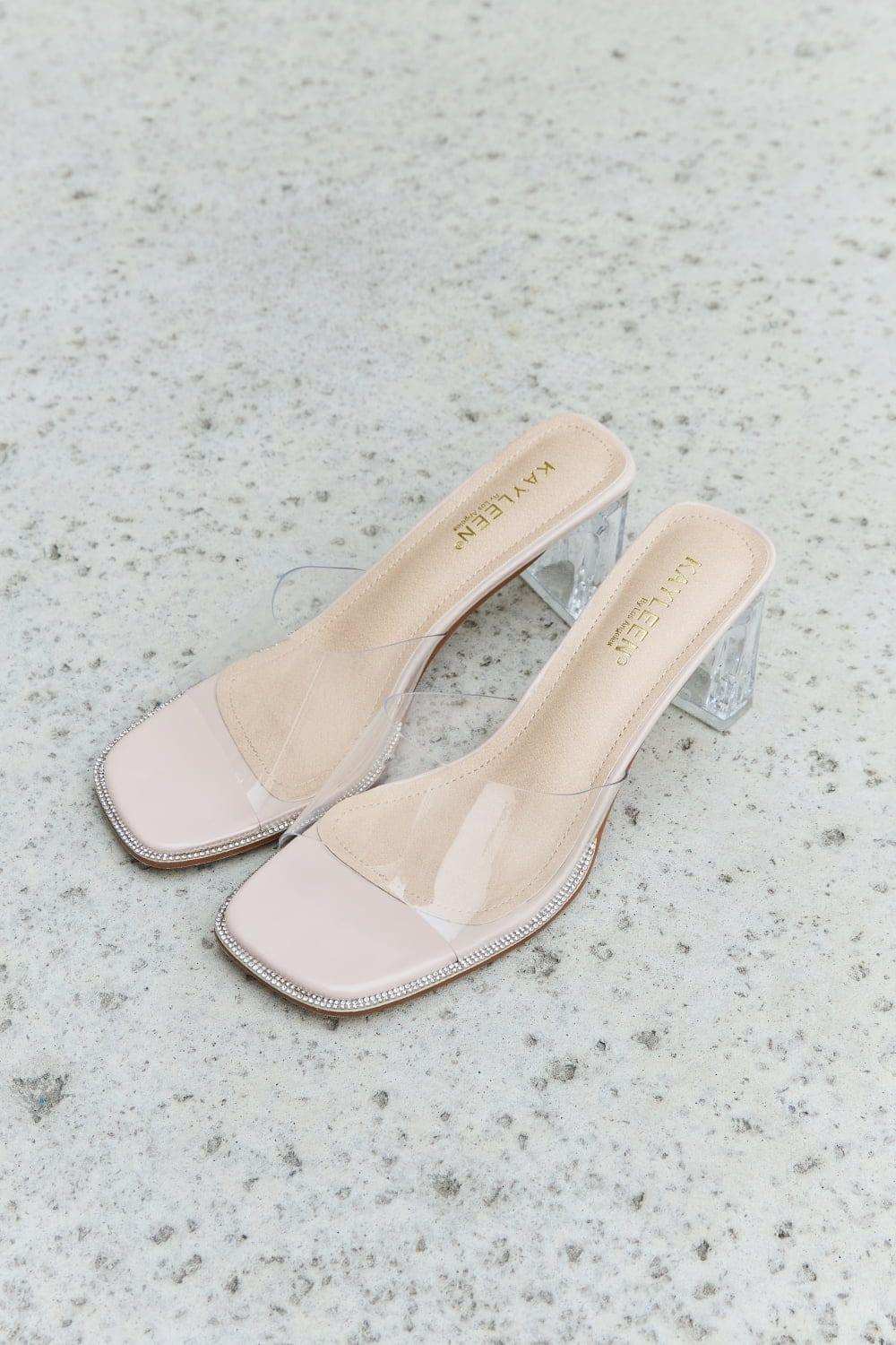 DDK Make Myself Clear Mule Block Heels - Trendsi - Flyclothing LLC