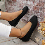 Round Toe Knit Ballet Flats - Trendsi - Flyclothing LLC