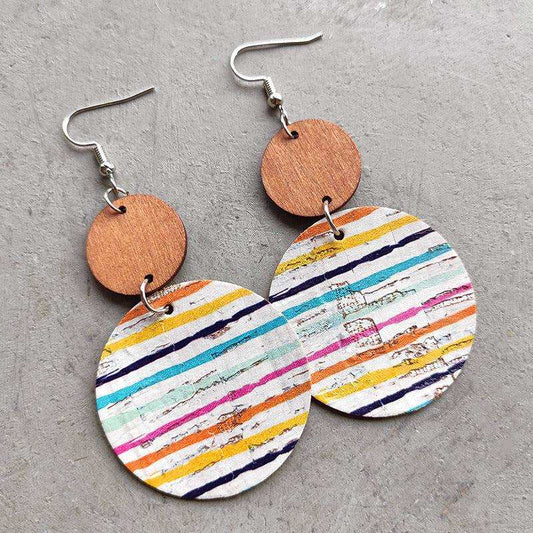 Round Shape Wooden Dangle Earrings - Trendsi - Flyclothing LLC