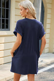 Round Neck Rolled Short Sleeve Tee Dress - Trendsi - Flyclothing LLC