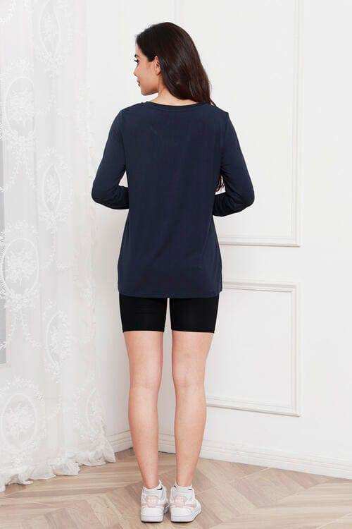 Basic Bae Full Size Round Neck Long Sleeve Top - Trendsi - Flyclothing LLC