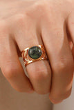 18k Gold Plated Malachite Leaf Ring - Trendsi - Flyclothing LLC