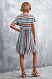 Striped Round Neck Dress - Trendsi - Flyclothing LLC