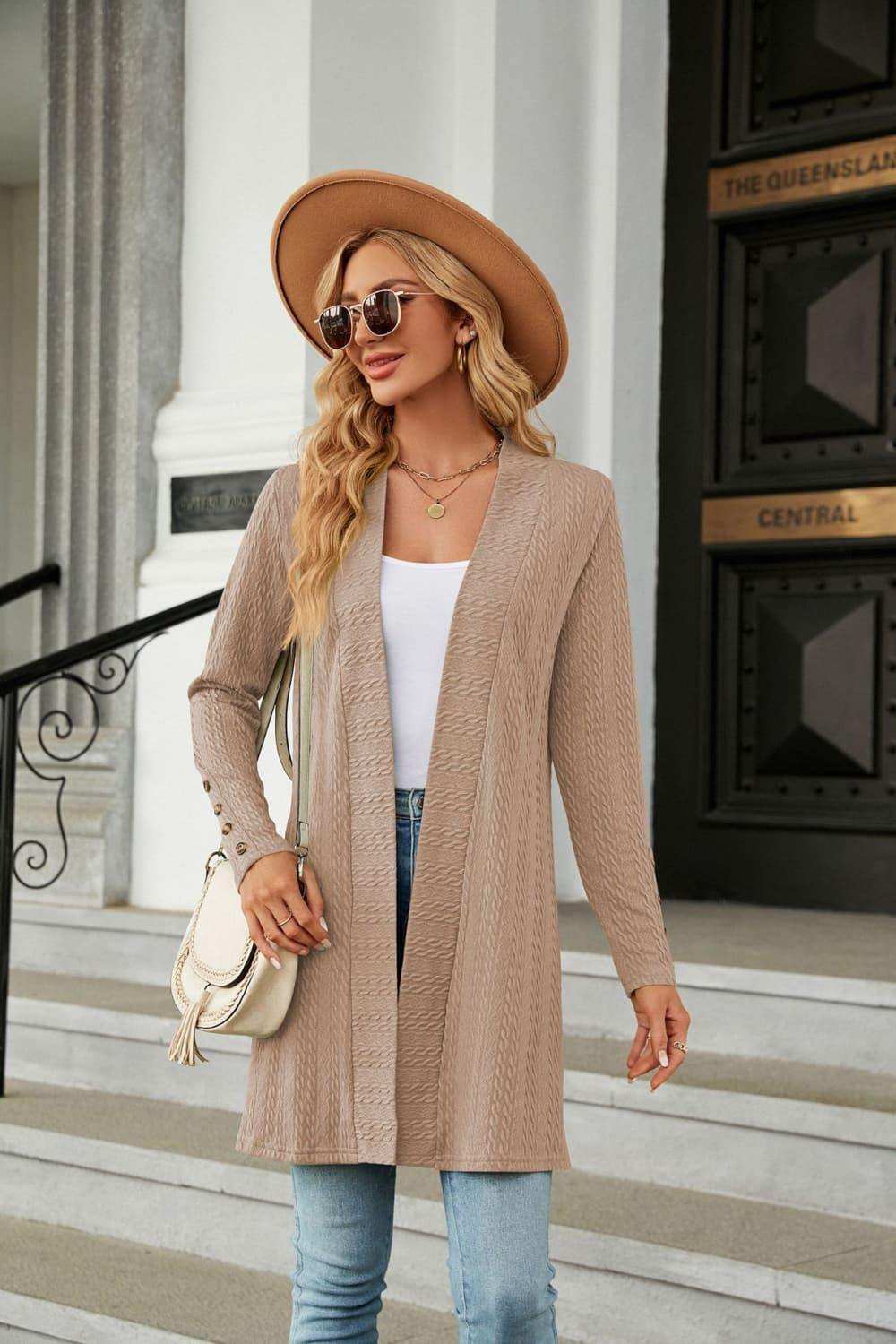 Long Sleeve Open Front Cardigan - Trendsi - Flyclothing LLC