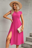 Tie Back Cutout Round Neck Split Dress - Trendsi - Flyclothing LLC