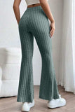 Basic Bae Full Size Ribbed High Waist Flare Pants - Trendsi - Flyclothing LLC