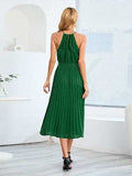 Pleated Spaghetti Strap Tie Waist Midi Dress - Trendsi - Flyclothing LLC