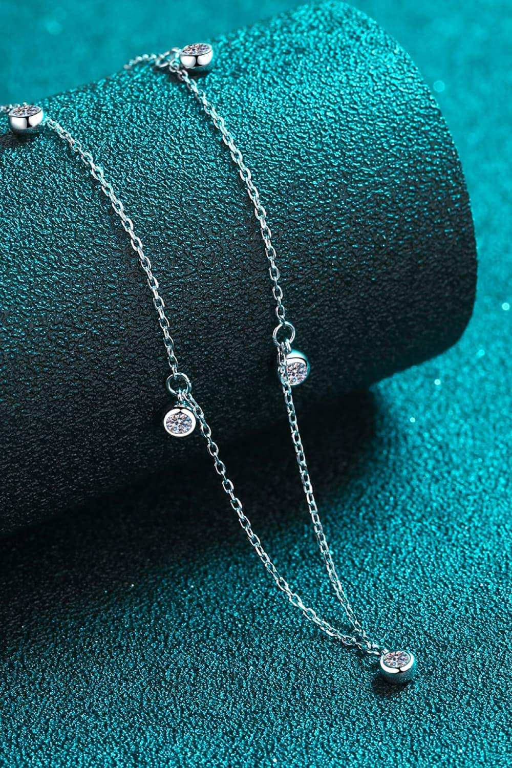 Moissanite Rhodium-Plated Necklace - Trendsi - Flyclothing LLC