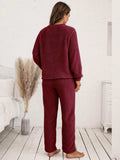 Teddy Long Sleeve Top and Pants Lounge Set - Trendsi - Flyclothing LLC
