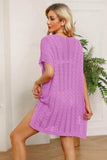 Openwork Side Slit Knit Dress - Trendsi - Flyclothing LLC