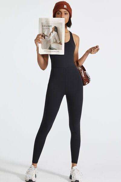 Crisscross Back Wide Strap Active Jumpsuit - Trendsi - Flyclothing LLC