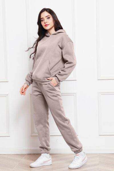 Drop Shoulder Long Sleeve Hoodie and Pants Set - Trendsi - Flyclothing LLC