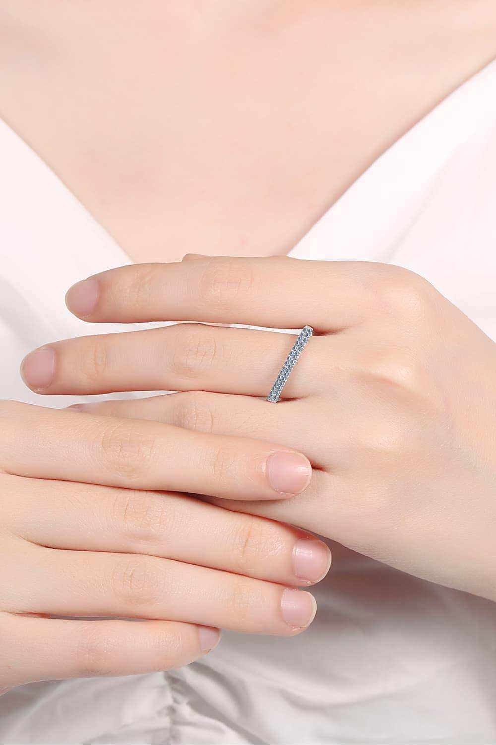 Moissanite 925 Sterling Silver Half-Eternity Ring - Trendsi - Flyclothing LLC