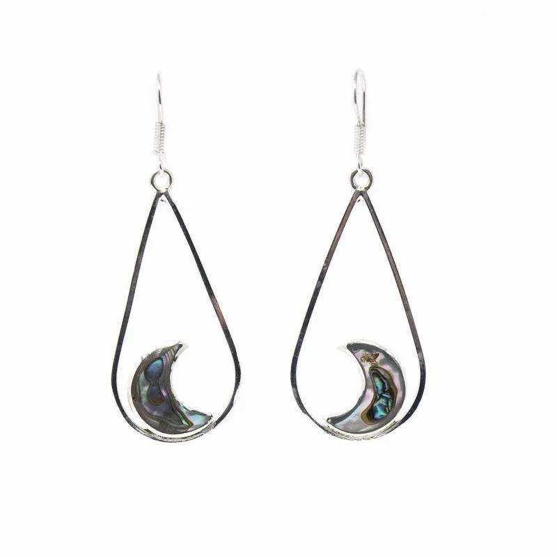 Earrings, Teardrop with Abalone Half Moons - Artisana - Flyclothing LLC