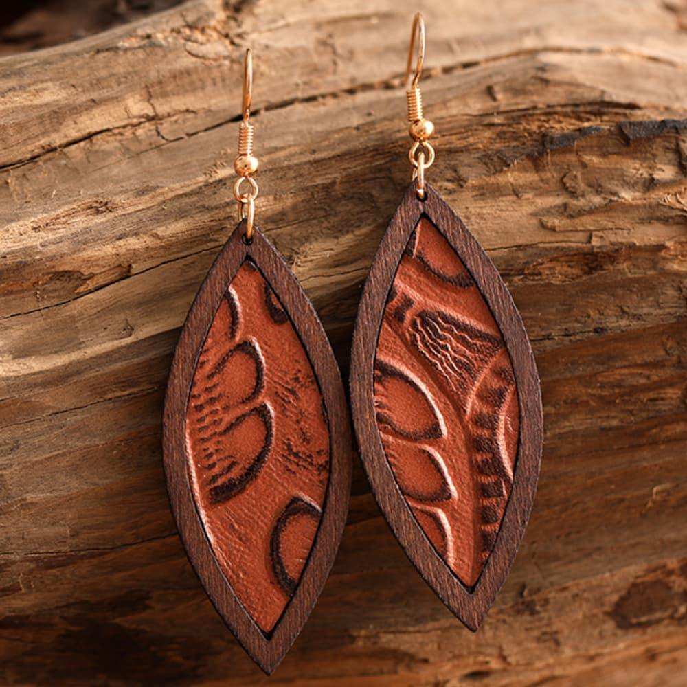 Geometrical Shape Wooden Dangle Earrings - Trendsi - Flyclothing LLC