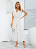 Ruffled Surplice Cap Sleeve Jumpsuit - Trendsi - Flyclothing LLC
