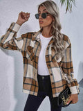 Plaid Button Down Collared Jacket - Trendsi - Flyclothing LLC