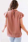 Polka Dot Smocked Flutter Sleeve Blouse - Trendsi - Flyclothing LLC